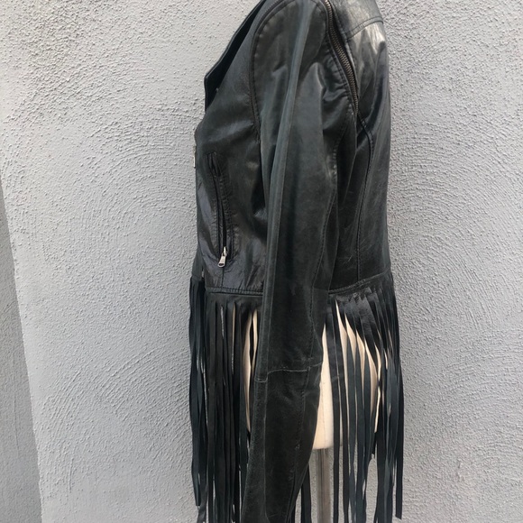 Please made in Italy leather jacket with fringe - Picture 4 of 9